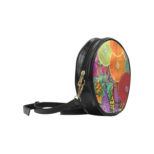 Pop Art Pattern Mix ORANGES SPLASHES multicolored Round Sling Bag (Model 1647)