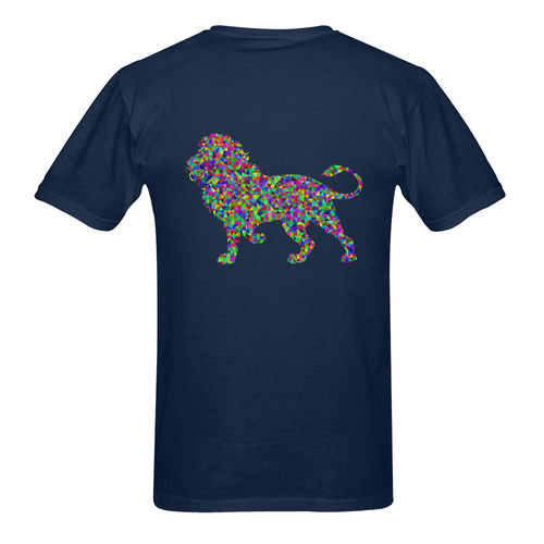 Abstract Triangle Lion Dark Blue Men's T-Shirt in USA Size (Two Sides Printing)