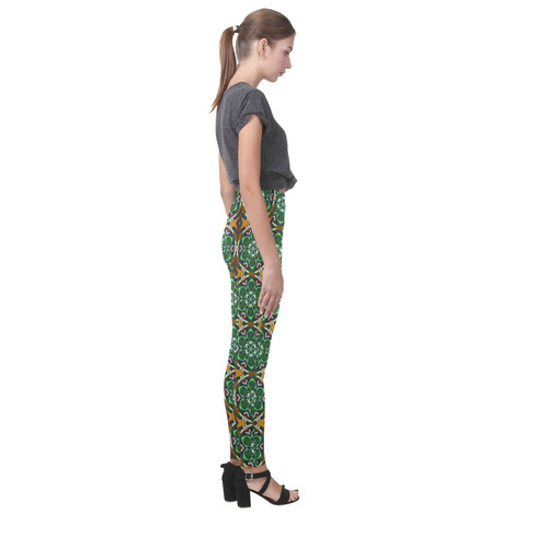 Green and Brown Floral Cassandra Women's Leggings (Model L01)