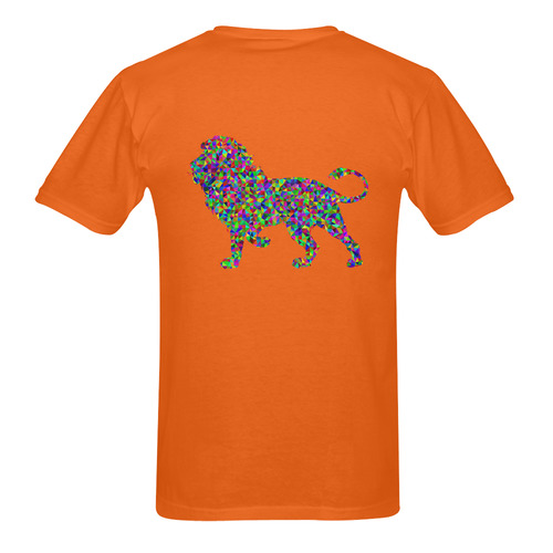Abstract Triangle Lion Orange Men's T-Shirt in USA Size (Two Sides Printing)