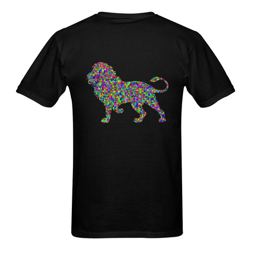 Abstract Triangle Lion Black Men's T-Shirt in USA Size (Two Sides Printing)