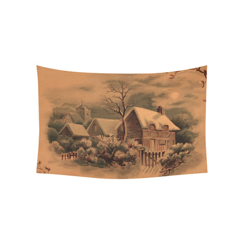 winter scene B Cotton Linen Wall Tapestry 60"x 40"