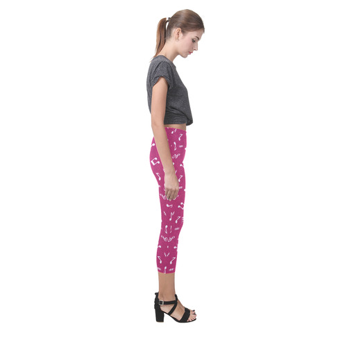 cute music pattern E Capri Legging (Model L02)