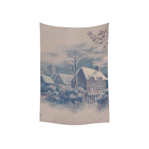 winter scene C Cotton Linen Wall Tapestry 40"x 60"