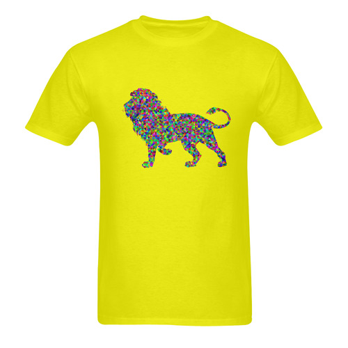 Abstract Triangle Lion Yellow Men's T-Shirt in USA Size (Two Sides Printing)