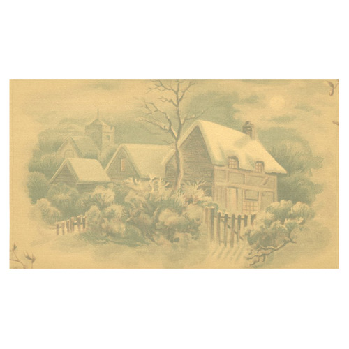 winter scene D Cotton Linen Tablecloth 60"x 104"