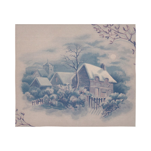 winter scene C Cotton Linen Wall Tapestry 60"x 51"