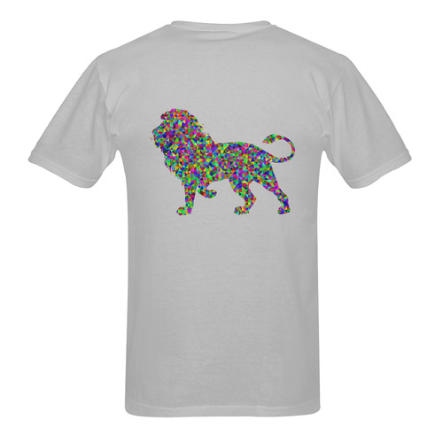 Abstract Triangle Lion Grey Men's T-Shirt in USA Size (Two Sides Printing)