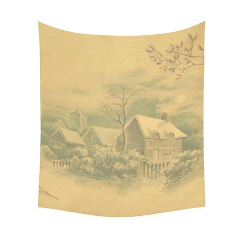 winter scene D Cotton Linen Wall Tapestry 51"x 60"