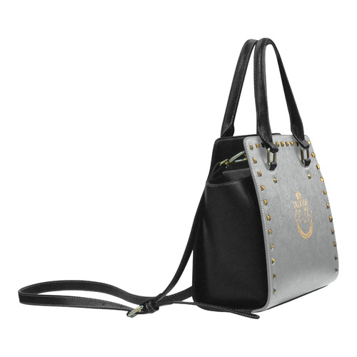 grey gloosh leather bag Rivet Shoulder Handbag (Model 1645)