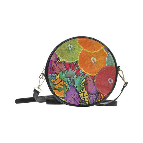 Pop Art Pattern Mix ORANGES SPLASHES multicolored Round Sling Bag (Model 1647)