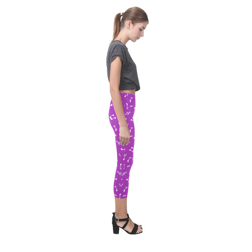 cute music pattern F Capri Legging (Model L02)