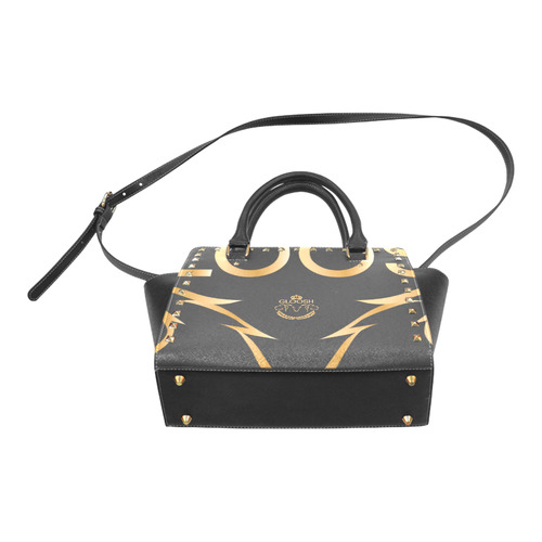 gold black gloosh leather bag Rivet Shoulder Handbag (Model 1645)