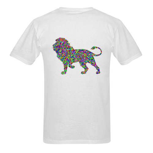 Abstract Triangle Lion White Men's T-Shirt in USA Size (Two Sides Printing)