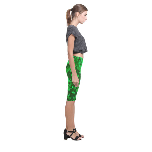 Gorgeous Green Snowflakes Hestia Cropped Leggings (Model L03)