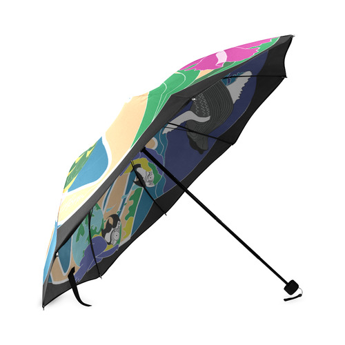 Tropical Cration Black Foldable Umbrella (Model U01)
