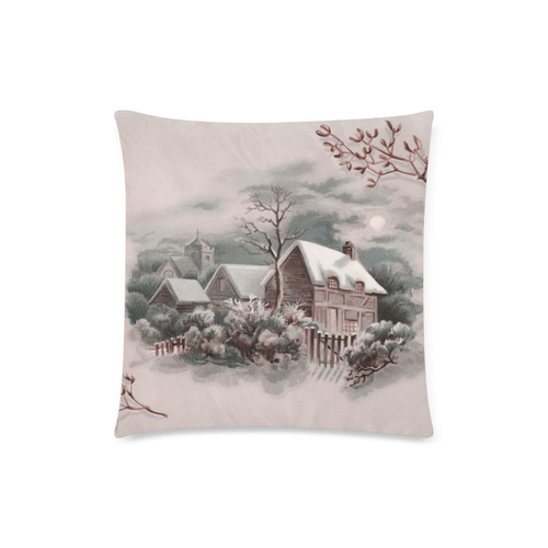 winter scene A Custom Zippered Pillow Case 18"x18"(Twin Sides)