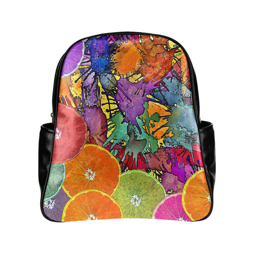Pop Art Pattern Mix ORANGES SPLASHES multicolored Multi-Pockets Backpack (Model 1636)
