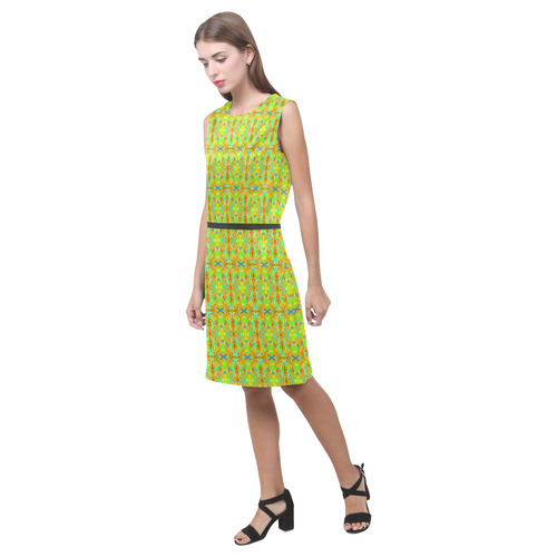 Multicolor Abstract Figure Pattern Eos Women's Sleeveless Dress (Model D01)