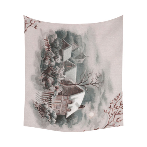winter scene A Cotton Linen Wall Tapestry 60"x 51"