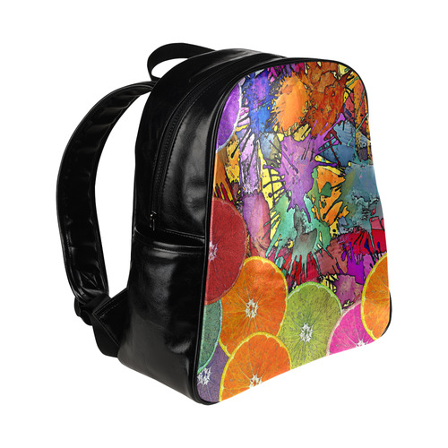 Pop Art Pattern Mix ORANGES SPLASHES multicolored Multi-Pockets Backpack (Model 1636)