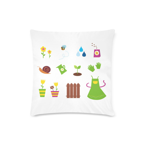 Garden - inspired designers Pillow. White, Green collection Custom Zippered Pillow Case 16"x16"(Twin Sides)