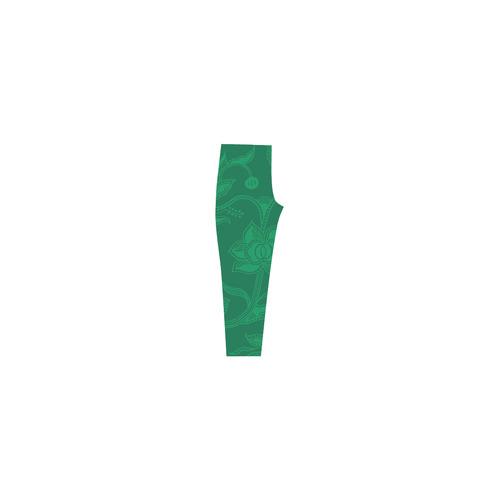Vintage Floral Green Capri Legging (Model L02)
