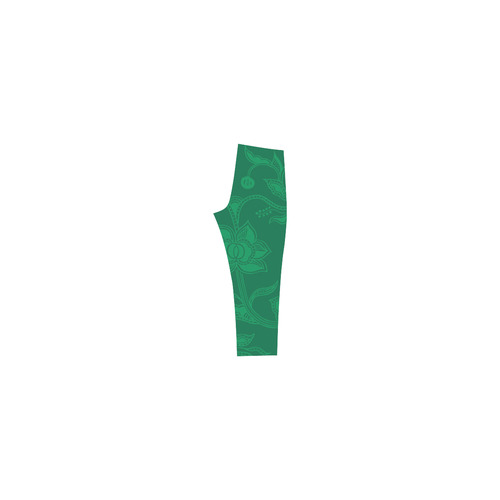 Vintage Floral Green Capri Legging (Model L02)