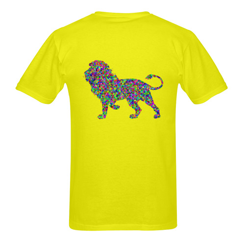 Abstract Triangle Lion Yellow Men's T-Shirt in USA Size (Two Sides Printing)