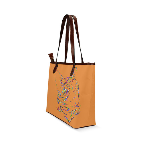 Abstract Triangle Cat Orange Shoulder Tote Bag (Model 1646)