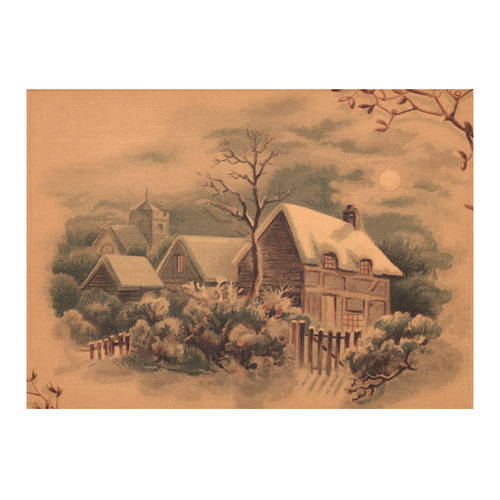 winter scene B Cotton Linen Tablecloth 60"x 84"