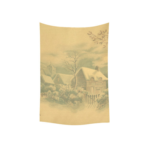 winter scene D Cotton Linen Wall Tapestry 40"x 60"