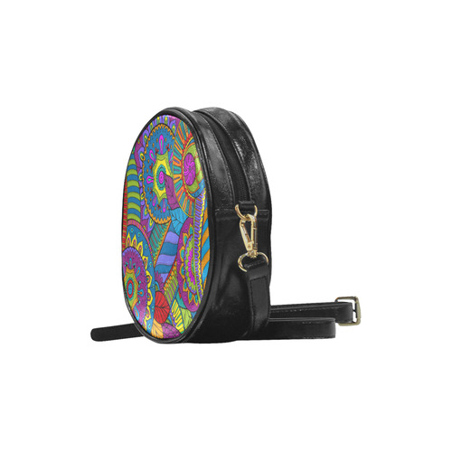 Pop Art PAISLEY Ornaments Pattern multicolored Round Sling Bag (Model 1647)