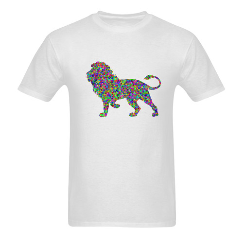 Abstract Triangle Lion White Men's T-Shirt in USA Size (Two Sides Printing)