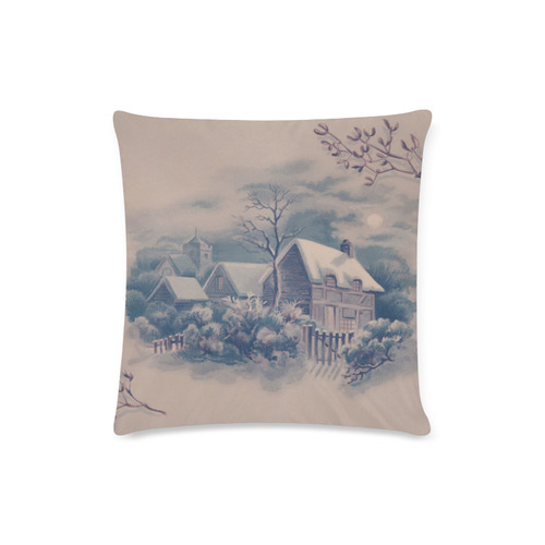 winter scene C Custom Zippered Pillow Case 16"x16"(Twin Sides)