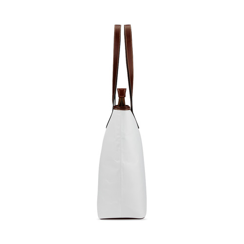 Abstract Triangle Cat White Shoulder Tote Bag (Model 1646)