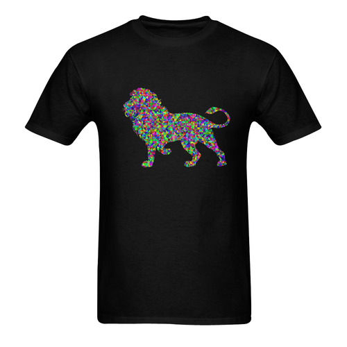 Abstract Triangle Lion Black Men's T-Shirt in USA Size (Two Sides Printing)
