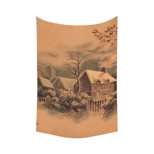 winter scene B Cotton Linen Wall Tapestry 60"x 90"