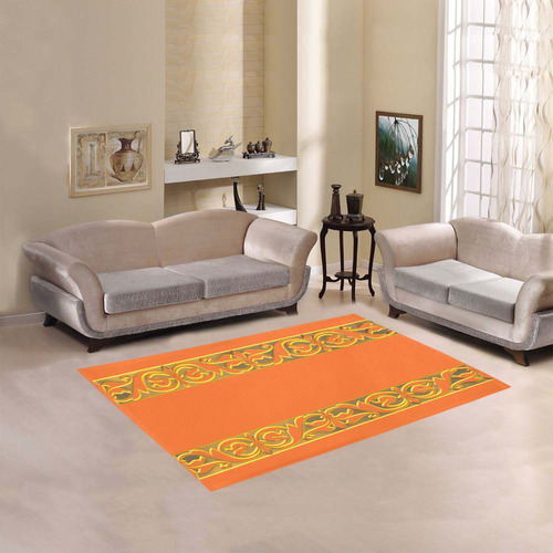 Metallic Golden 3-D-Look Scrolls Border 2 on Autumn Orange