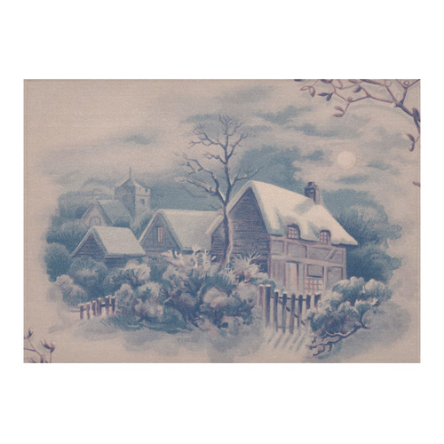 winter scene C Cotton Linen Tablecloth 60"x 84"