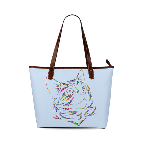 Abstract Triangle Cat Blue Shoulder Tote Bag (Model 1646)