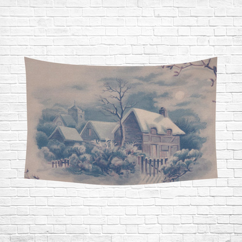 winter scene C Cotton Linen Wall Tapestry 90"x 60"