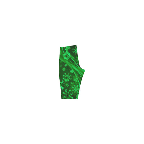 Gorgeous Green Snowflakes Hestia Cropped Leggings (Model L03)