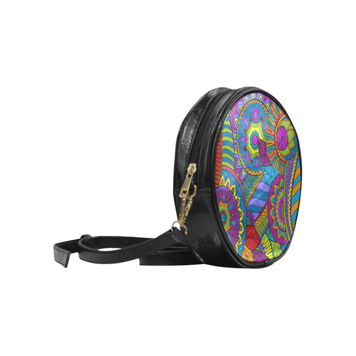 Pop Art PAISLEY Ornaments Pattern multicolored Round Sling Bag (Model 1647)