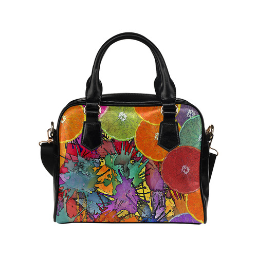 Pop Art Pattern Mix ORANGES SPLASHES multicolored Shoulder Handbag (Model 1634)