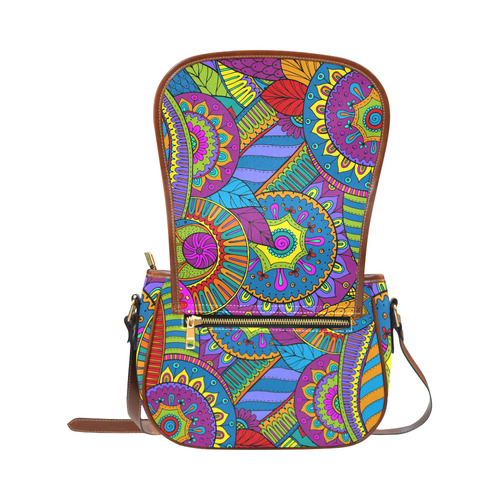 Pop Art PAISLEY Ornaments Pattern multicolored Saddle Bag/Large (Model 1649)