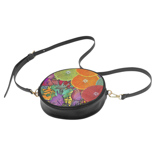 Pop Art Pattern Mix ORANGES SPLASHES multicolored Round Sling Bag (Model 1647)