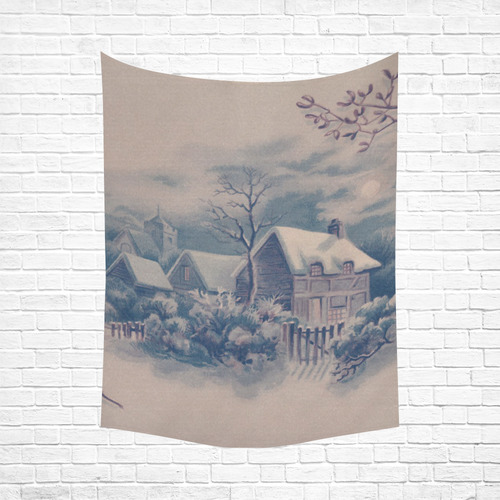 winter scene C Cotton Linen Wall Tapestry 60"x 80"
