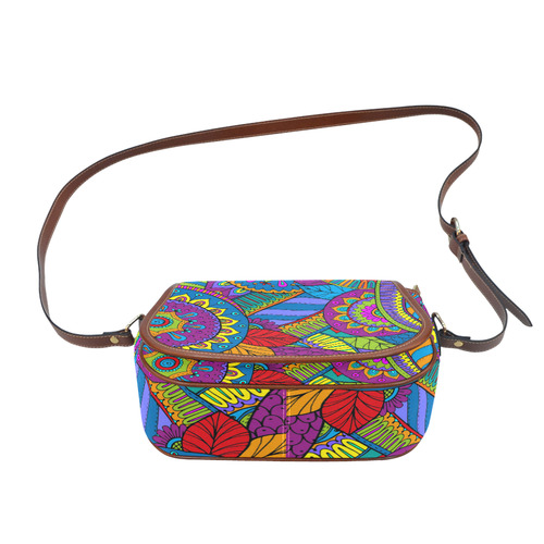 Pop Art PAISLEY Ornaments Pattern multicolored Saddle Bag/Large (Model 1649)