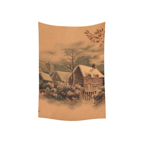 winter scene B Cotton Linen Wall Tapestry 40"x 60"